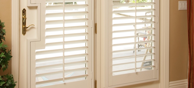 French door with cutout for shutters